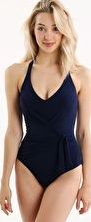 Seaspray, 1294[^]236540 Just Plain Draped Crossover One Piece - Navy