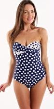 Seaspray, 1294[^]236606 Polka Dots Long Length Twist Bandeau One Piece -