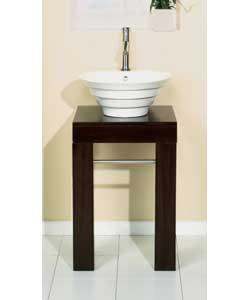 Ceramic Lean To Sink Unit - Dark Wood