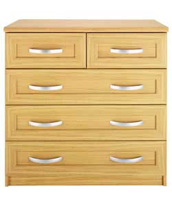 Framed 3 Wide 2 Narrow Drawer Chest - Medium Oak