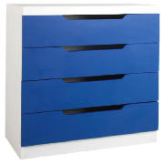 Kids 4 Drawer Chest, White & Blue