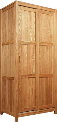 LIGHT OAK DOUBLE DOOR STANDARD WARDROBE