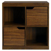 Storage cube with doors, walnut effect