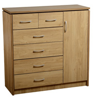 Charles 1 Door 6 Drawer Chest in Oak