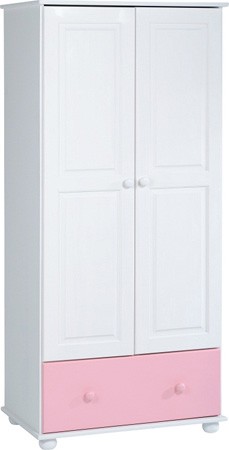 Rainbow 2 Door 1 Drawer Wardrobe - Pink/White