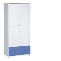 Rainbow 2 Door 1 Drawer Wardrobe in Blue and White