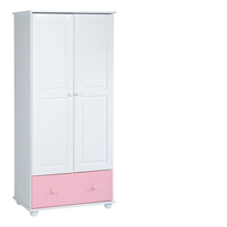 Rainbow 2 Door 1 Drawer Wardrobe in Pink and White