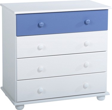 Rainbow 4 Drawer Chest - Blue/White