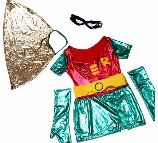 Ladies Sexy Female Robin Batman Sidekick Fancy Dress Halloween Costume - Medium