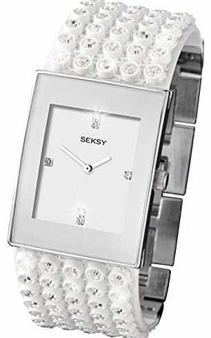 by Sekonda Ladies White Crystal set Cuff watch 4853