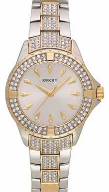 Seksy Ladies Stone Set Silver & Gold Watch