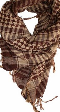 SethRoberts - Houndstooth, Check, Fringed Keffiyah Mens Scarf in Tan and Brown