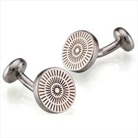 Silver Round Firework Design Cufflinks by