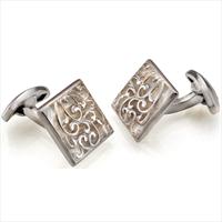 Seven London Silver Square Floral Design Cufflinks