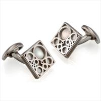 Seven London Silver Square MOP Bubble Design Cufflinks