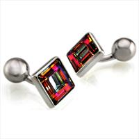 Silver Square Rainbow Swarovski Crystal Cufflinks