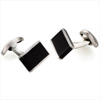 Silver Top and Bottom Rectangular Onyx Cufflinks