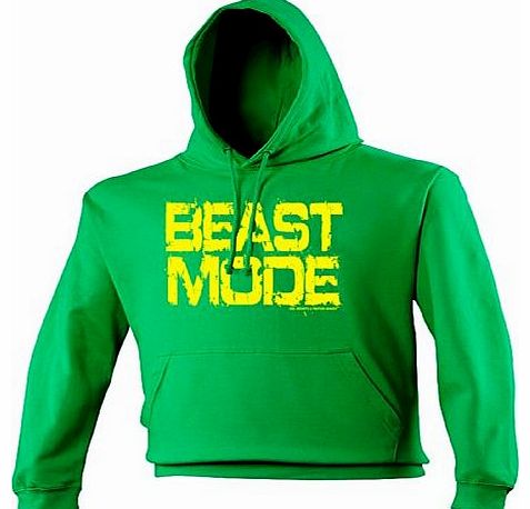 BEAST MODE (XL - GREEN) NEW PREMIUM HOODIE - slogan funny clothing joke novelty vintage retro top mens ladies girl boy sweatshirt men women hoody hoodies fashion urban cool geek shirt geek gym sex wei