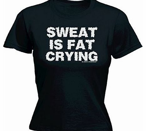 LADIES SWEAT IS FAT CRYING (XXL - BLACK) NEW PREMIUM FITTED T-SHIRT - slogan funny clothing t shirt joke novelty vintage retro top ladies womens girl women tshirt tees tee t-shirts shirts fashion urba