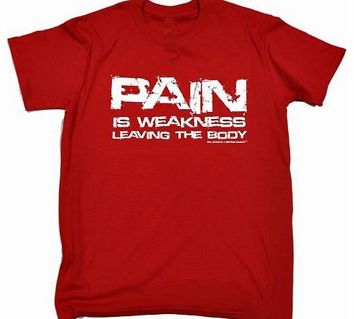 PAIN WEAKNESS (XL - RED) NEW PREMIUM LOOSE FIT T-SHIRT - slogan funny clothing joke novelty vintage retro t shirt top mens ladies womens girl boy men women tshirt tees tee t-shirts shirts fashion urba