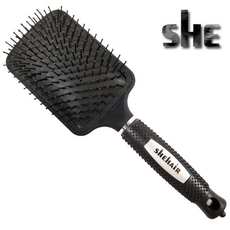 She Black Soft Touch Cushioned Paddle Hair Brush