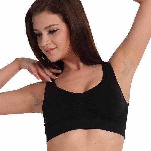 Womens Vest Sports Bra Seamless Top Yoga Walk Padded Support Racerback Black S