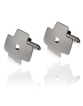 Silver Chilli Cross Cufflinks