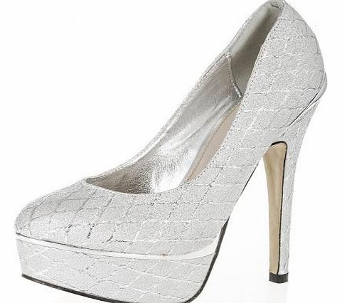 Diamond Print Shimmer Platform Shoes