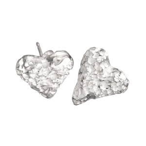 Crumpled Silver Heart Earrings