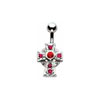 SILVER Jewelled Cross Navel Bar