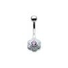 SILVER Multi Jewelled Rose Navel Bar