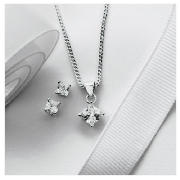 Princess Cut Earring and Pendant Set