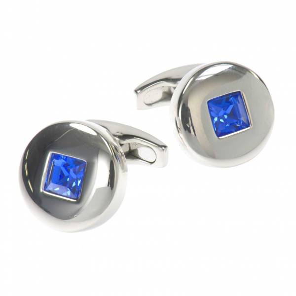 Diamond Disc Blue Cufflinks