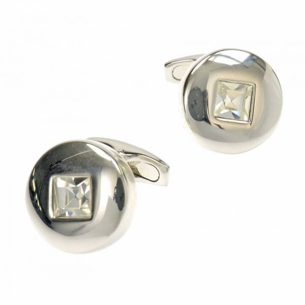 Diamond Disc Clear Cufflinks