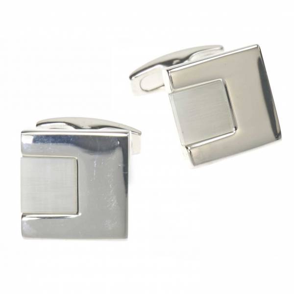 Inset Square White Cufflinks