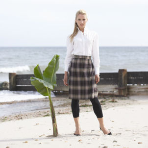 Fold Organic Cotton Plaid Skirt