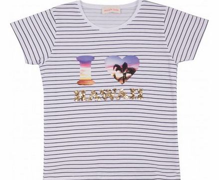 I Love Hawaii Striped T-shirt Navy blue `2