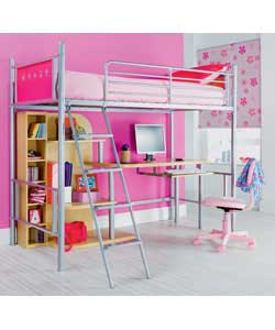 High Sleeper/Comfort Mattress and Storage - Fuschia