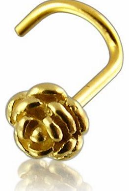 Nose Stud Screw Piercing 14 ct Yellow Gold, Body Jewellery, Rose