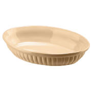 Oval Ribbed Cream Ceramic Oven Dish