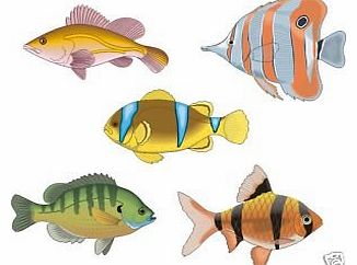 Tropical Fish Stickers X 5 Set F2 Bathroom Tiles