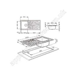 Single Bowl Single Drainer Inset Sink with Antiscratch Finish - Left H