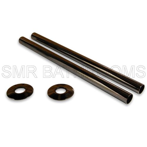 Radiator Pipe covers 300mm Black Nickel (pair) includes floor plates