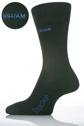 Mens 1 Pair SockShop Individual Black Embroidered Socks - 60 Names To Choose From Abdul