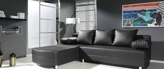 BRAND NEW ``MONZA`` CORNER SOFABED WITH STORAGE SOFA SUITE BLACK BROWN (BLACK, Left Hand)