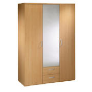 3 Door 2 Drawer Wardrobe, Beech effect