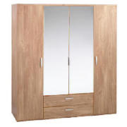 4 door 2 drawer wardrobe, oak effect