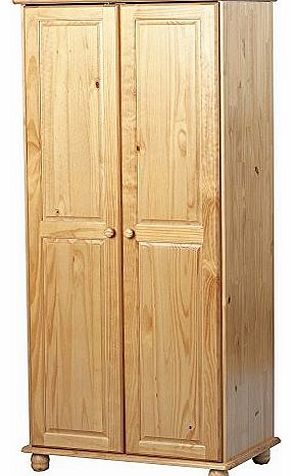 Wardrobe Solid Pine 2 Door Hanging Rail And Shelving Sol Bedroom Furniture