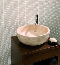 Stone Basin Travertine Curved Base