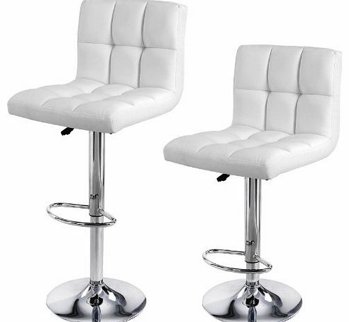 2 x Breakfast Bar Stools with Backs White Faux Leather Kitchen Stools LJB64W